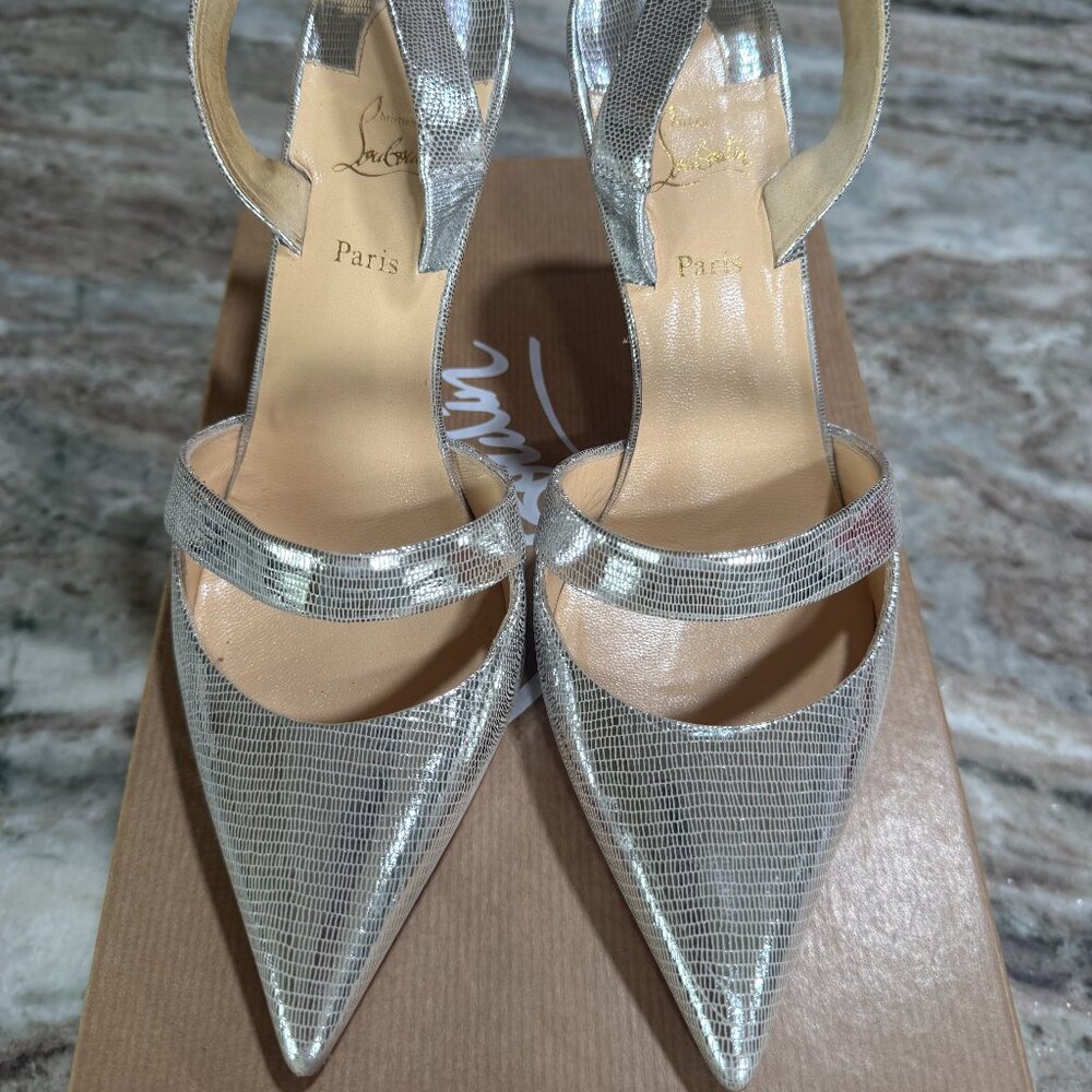 Christian Louboutin Leather Animal Print Slingback Pumps